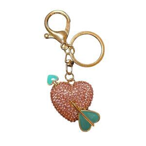 Pink and Blue Bedazzled Heart Keychain - New